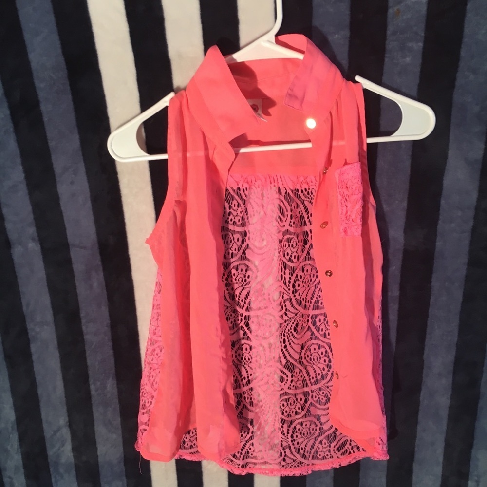 Total Girl Pink Buttoned Blouse Top - Size Medium